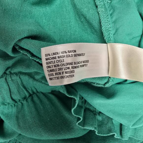 Universal Thread Midi Skirt XL Button Front Pockets Peasant Linen Blend Green - Picture 10 of 10